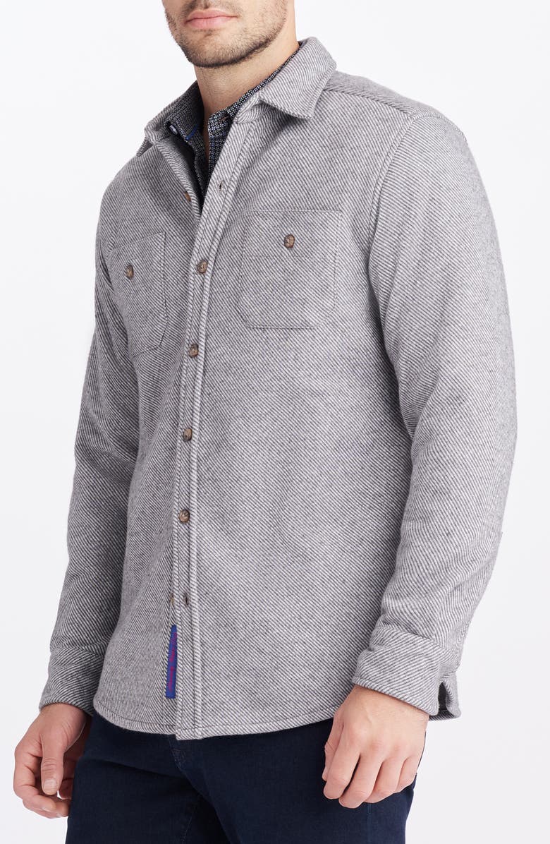Robert Graham Barford Knit Button-Up Shirt, Alternate, color, Grey