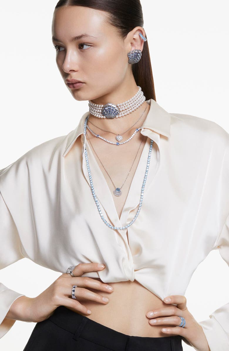 Swarovski Set of 3 Idyllia Cubic Zirconia Cocktail Rings, Alternate, color, 