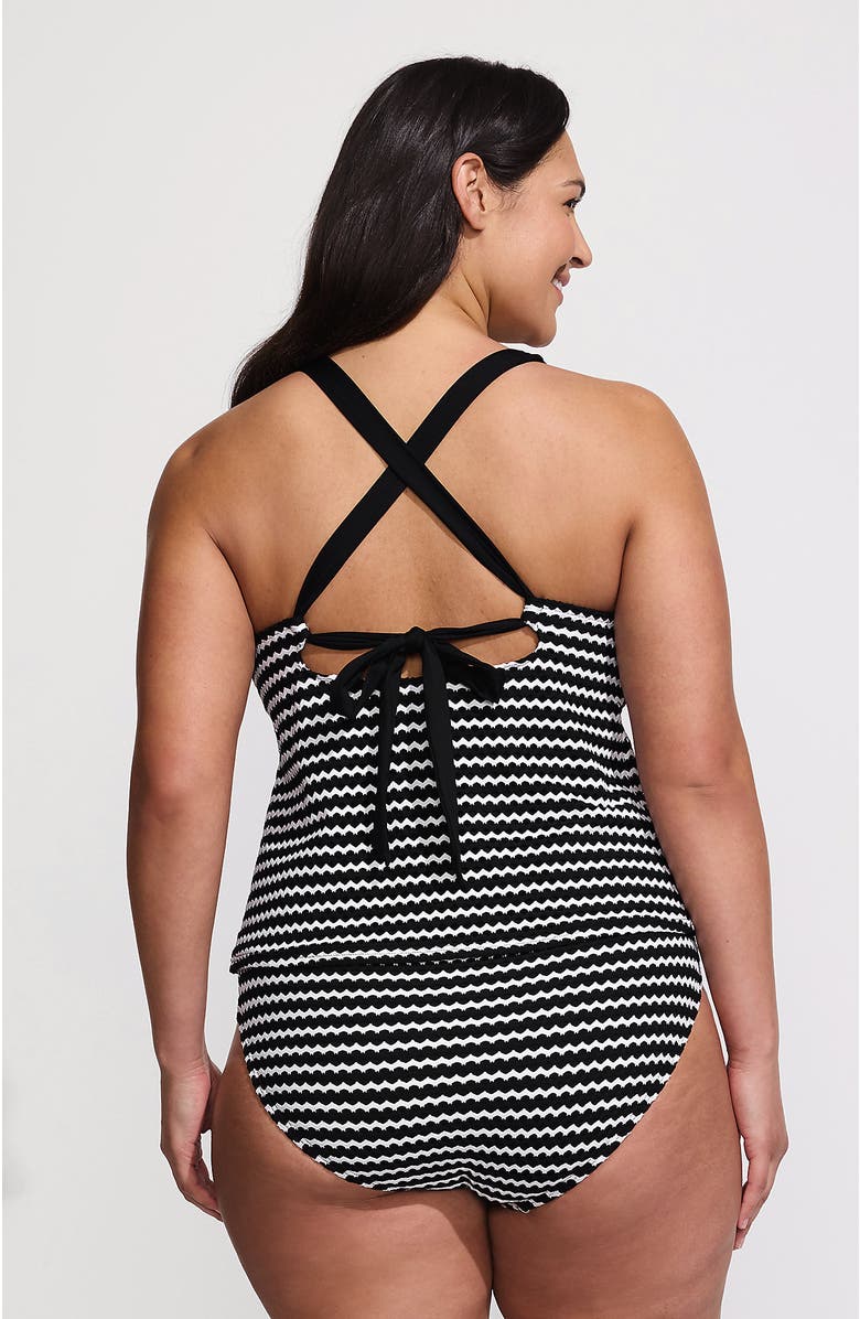 Lands' End Crochet High Neck Tankini Top, Alternate, color, 