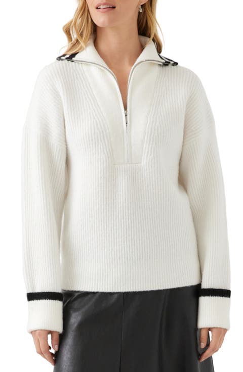 Contrast Collar Half Zip Sweater