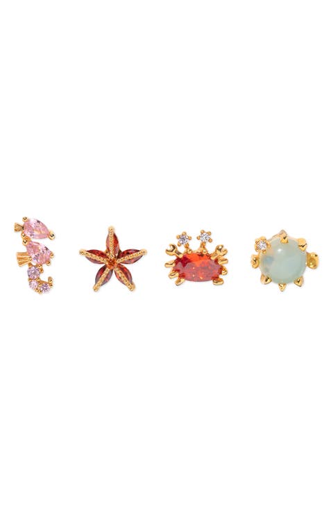 Under the Sea Set of 4 Assorted Single Stud Earrings