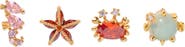 Girls Crew Under the Sea Set of 4 Assorted Single Stud Earrings