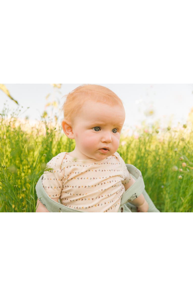 Deux par Deux Baby Boy's Printed Muslin Shortall And Organic Cotton Bodysuit Set Sage Monkey And Off-White, Alternate, color, 