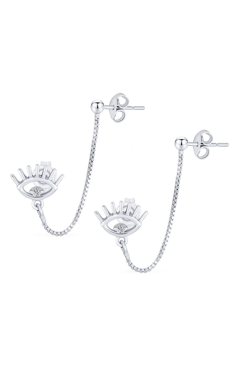 BLING JEWELRY Sterling Silver CZ Draped Double Piercing Earring, Main, color, 