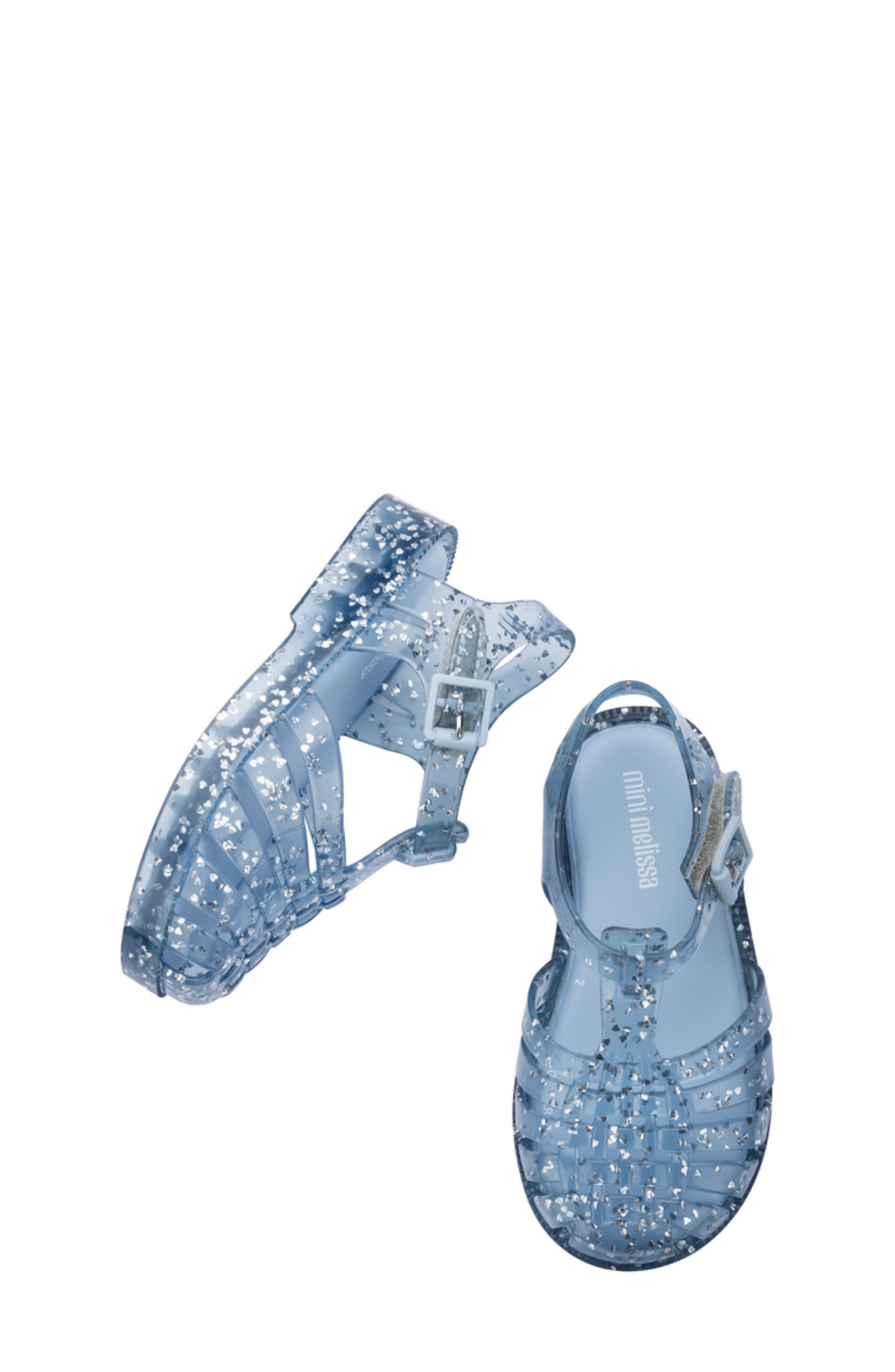 Mini Melissa Kids' Possession Glitter Fisherman Sandal, Alternate, color, Glitter Blue
