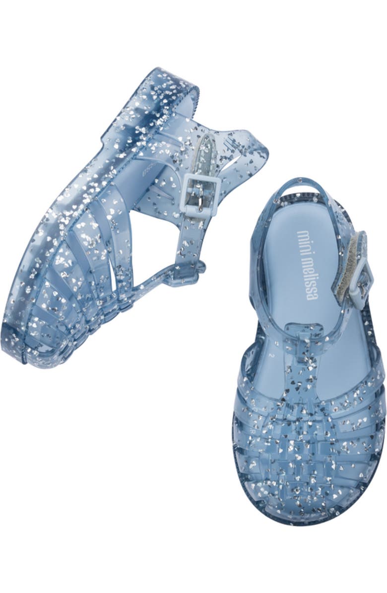 Mini Melissa Kids' Possession Glitter Fisherman Sandal, Alternate, color, Glitter Blue