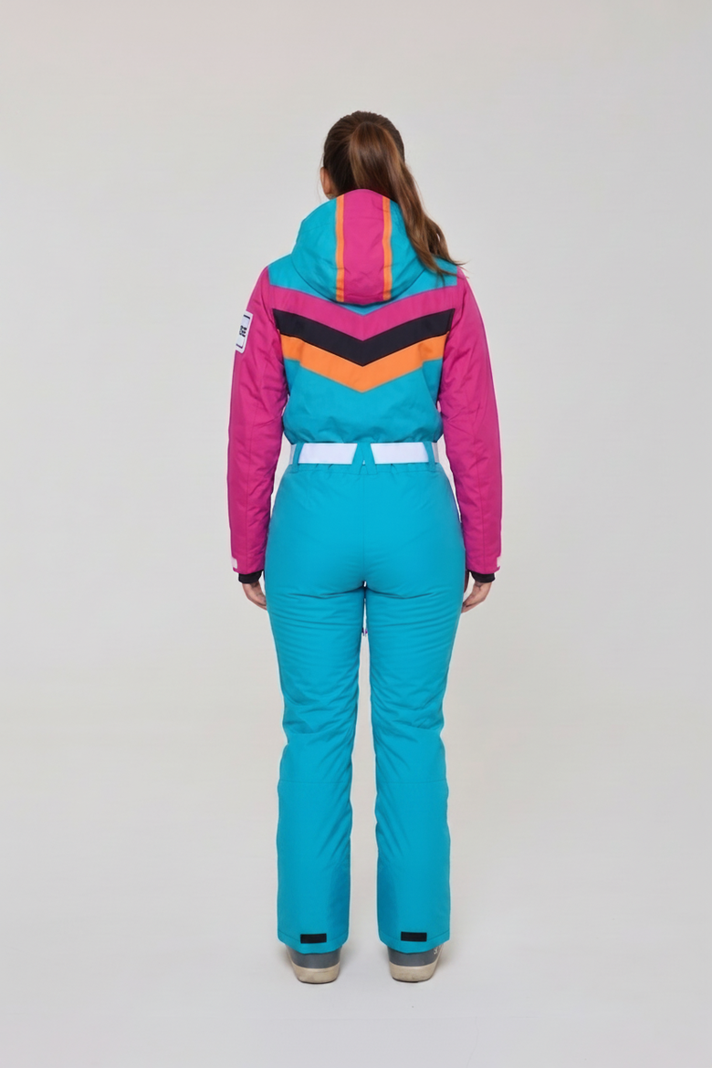 Exodus Shaped Women's Ski Suit, Alternate, color, Teal and scarlet