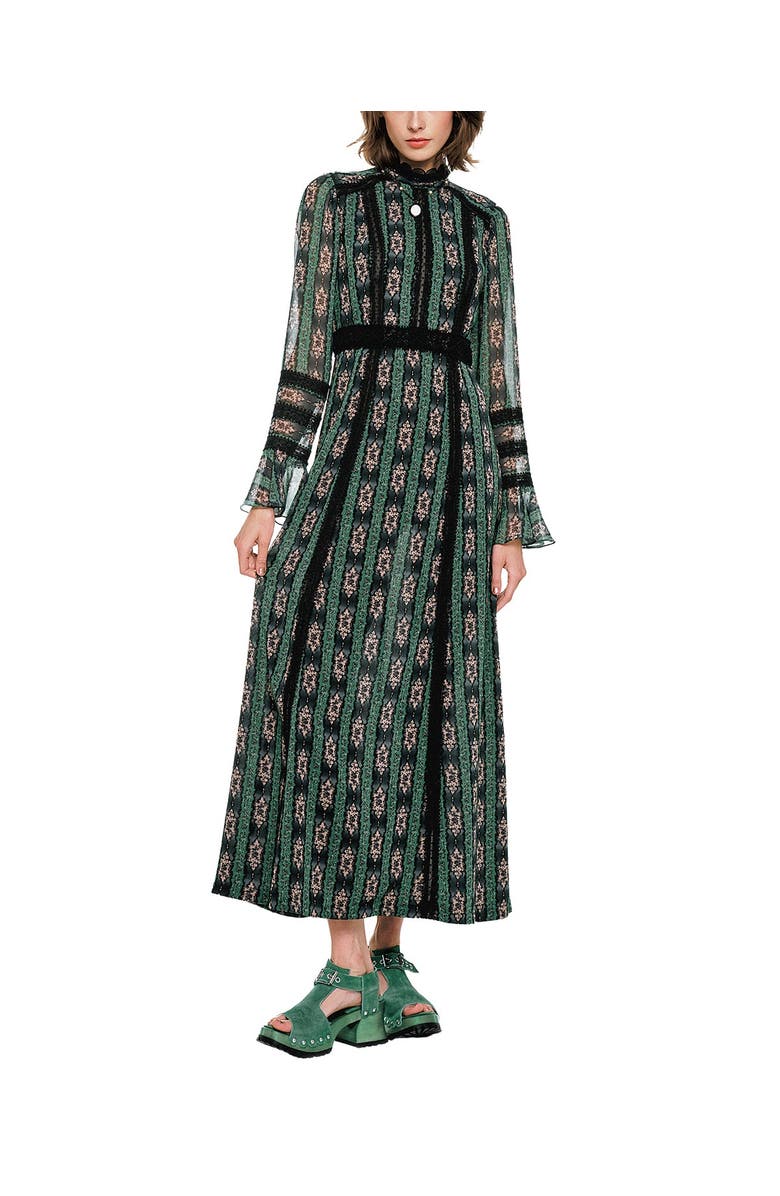 Anna Sui Cameo Stripe Print Maxi Dress, Main, color, Clover