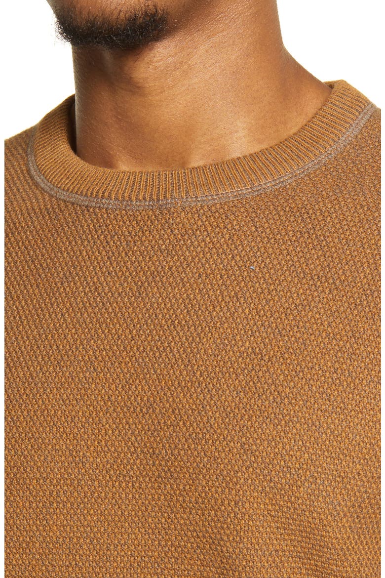 Textured Crewneck Sweater, Alternate, color, BROWN RUBBER
