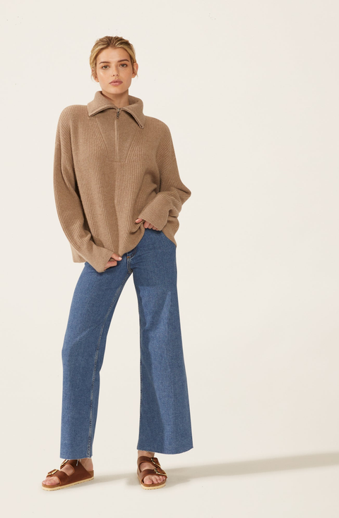 Sophia Chunky Cashmere Quarter Zip Pullover