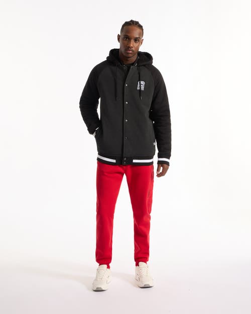 Ecko Unltd Baseball Faux Shearling Varsity Jacket In Charcoal Heather