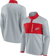 FANATICS Men's Fanatics Branded Gray/Red Detroit Red Wings Hockey Polar Fleece Quarter-Snap Jacket