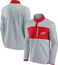 FANATICS Men's Fanatics Branded Gray/Red Detroit Red Wings Hockey Polar Fleece Quarter-Snap Jacket