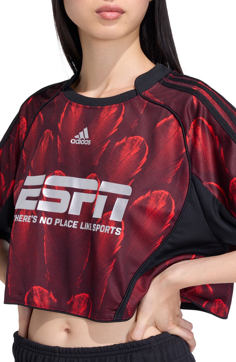 adidas Originals F50 Print Crop Jersey, Alternate, color, Red/ Black/