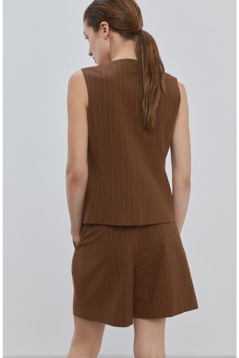 Pleated Pinstripe Straight Fit Bermuda Shorts, Alternate, color, CARAMEL