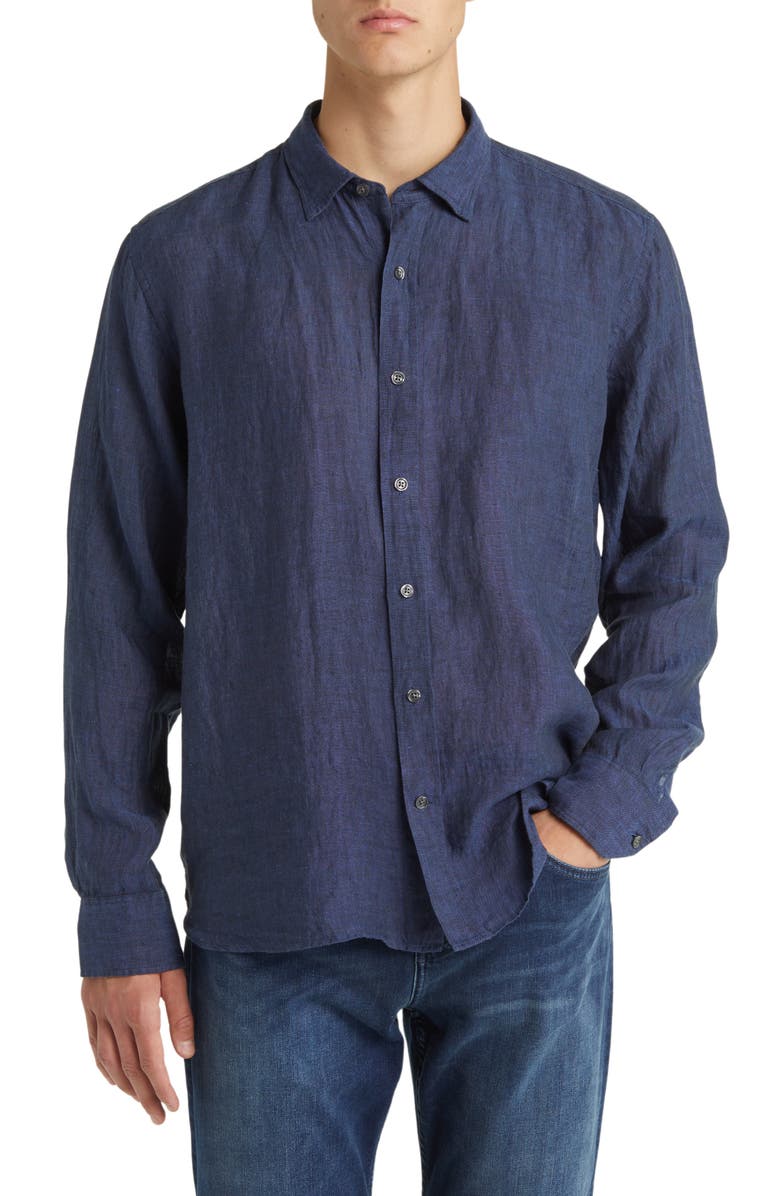34 Heritage Linen Chambray Button-Up Shirt, Main, color, Indigo