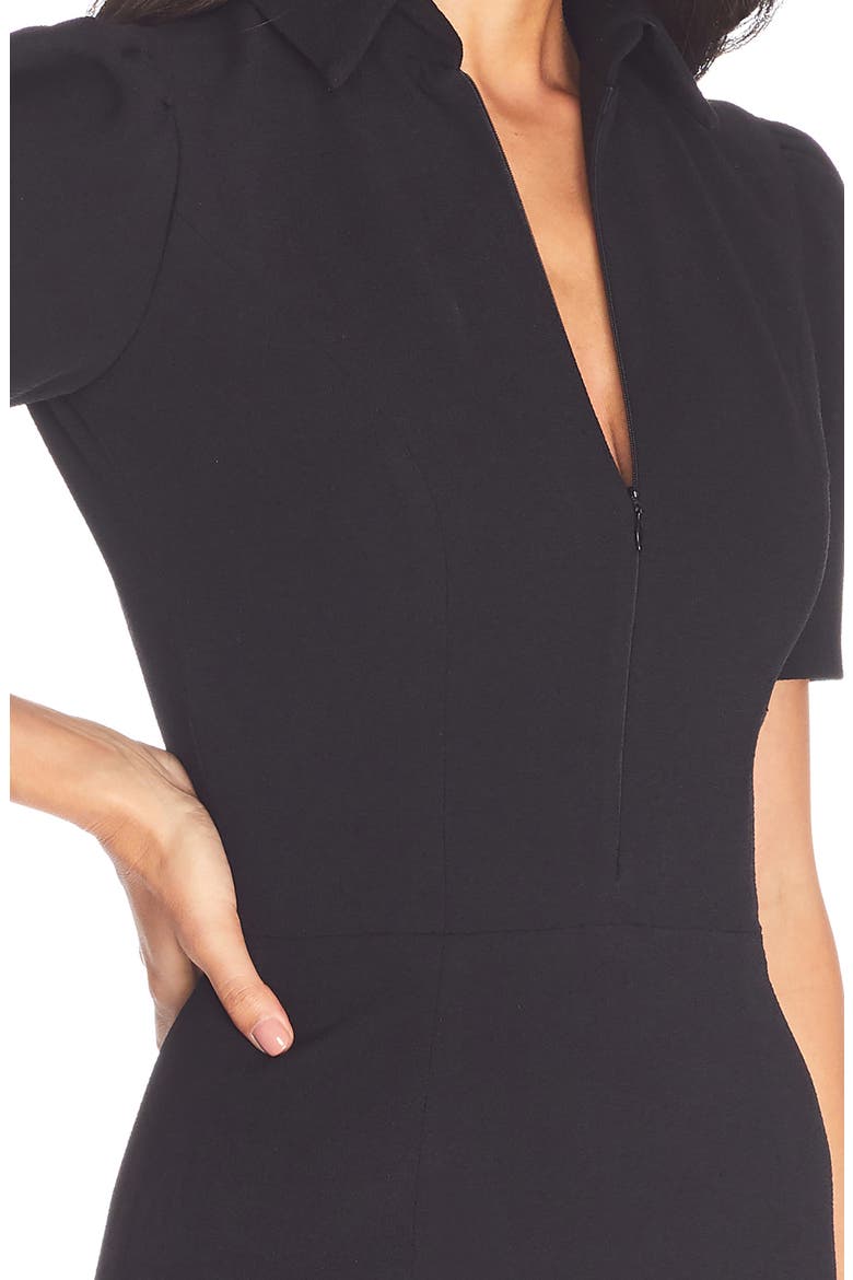 Gloria Front Zip Sheath Dress, Alternate, color, BLACK