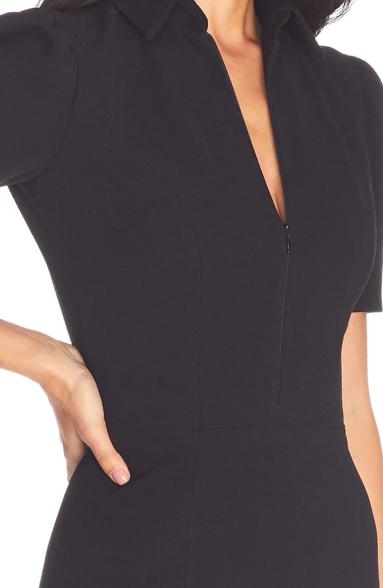 Dress the Population Gloria Front Zip Sheath Dress, Alternate, color, Black