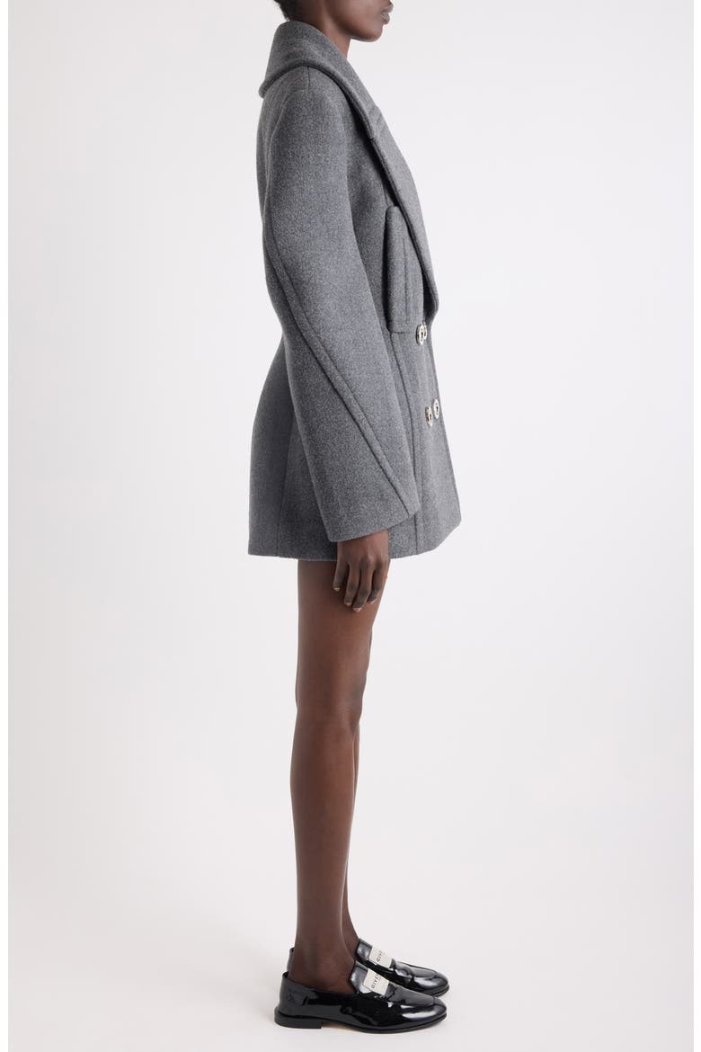 Double Breasted Wool Blend Peacoat, Alternate, color, SLATE BLEND