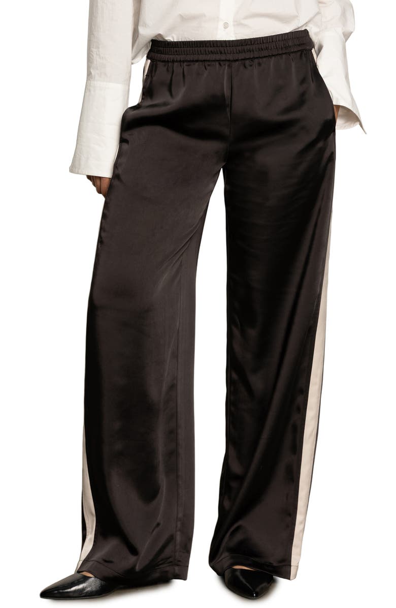 Sanctuary Satin Track Pants, Main, color, Black