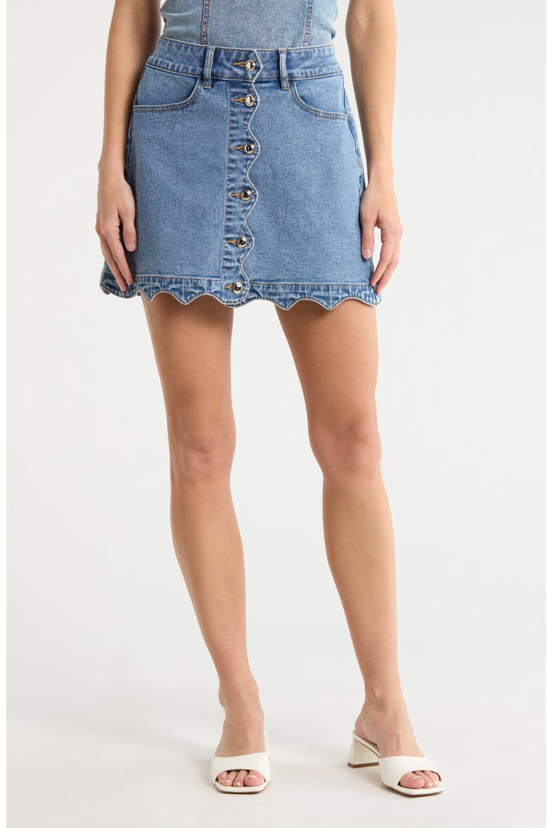 Scalloped A-Line Miniskirt, Main, color, LIGHT WASH