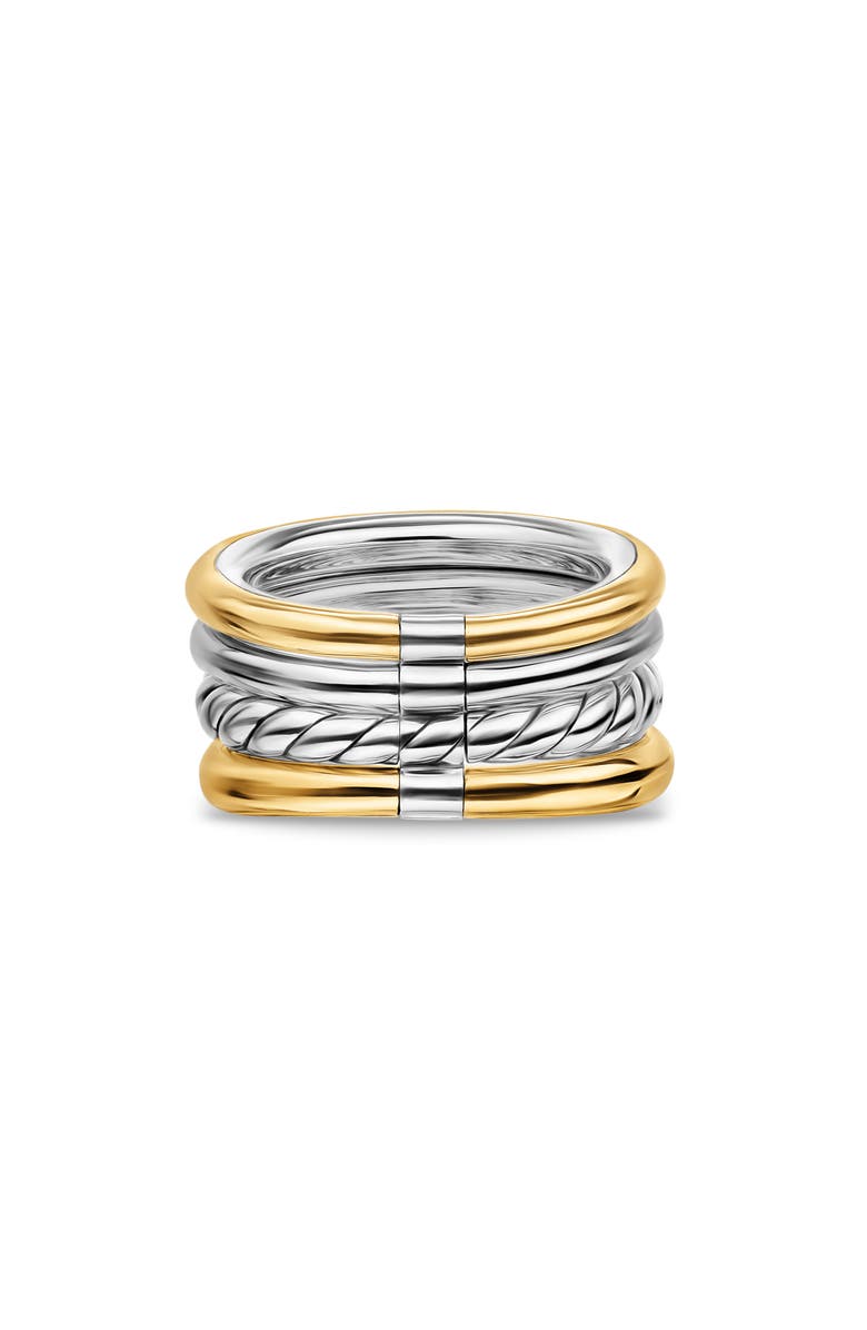 David Yurman DY Mercer<sup>®</sup> Four Row Stone Ring in Sterling Silver with 18K Yellow Gold, Champagne Citrine & Diamonds, 14mm, Alternate, color,