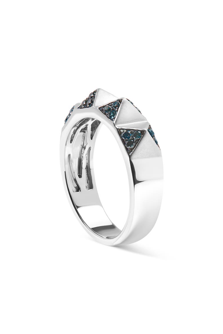 14K White Gold 1/4 Cttw Treated Blue Diamond Pyramid Band Ring, Alternate, color, White