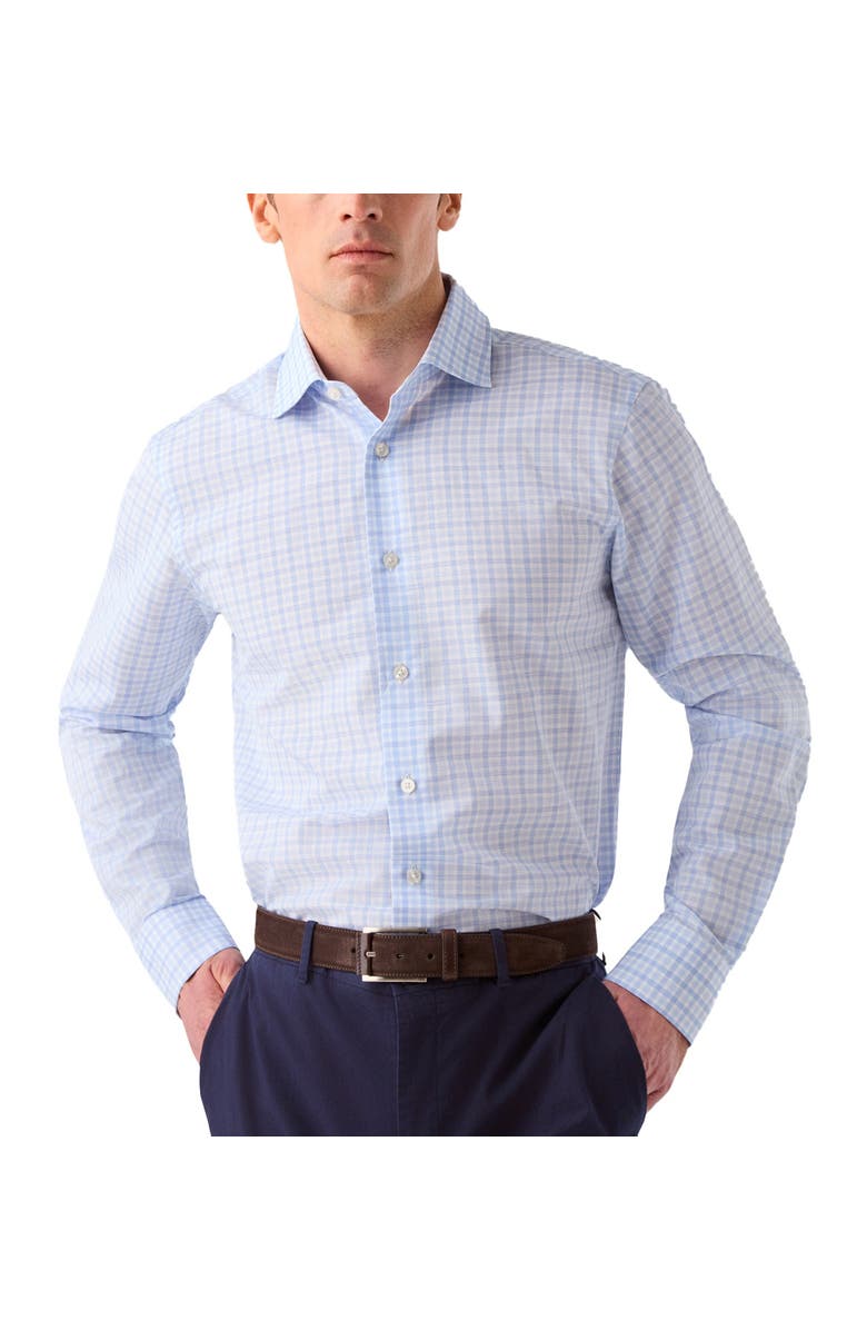 Robert Talbott Reynolds Check Cotton/Linen Shirt in Contemporary Fit, Main, color, Blue/Light Blue