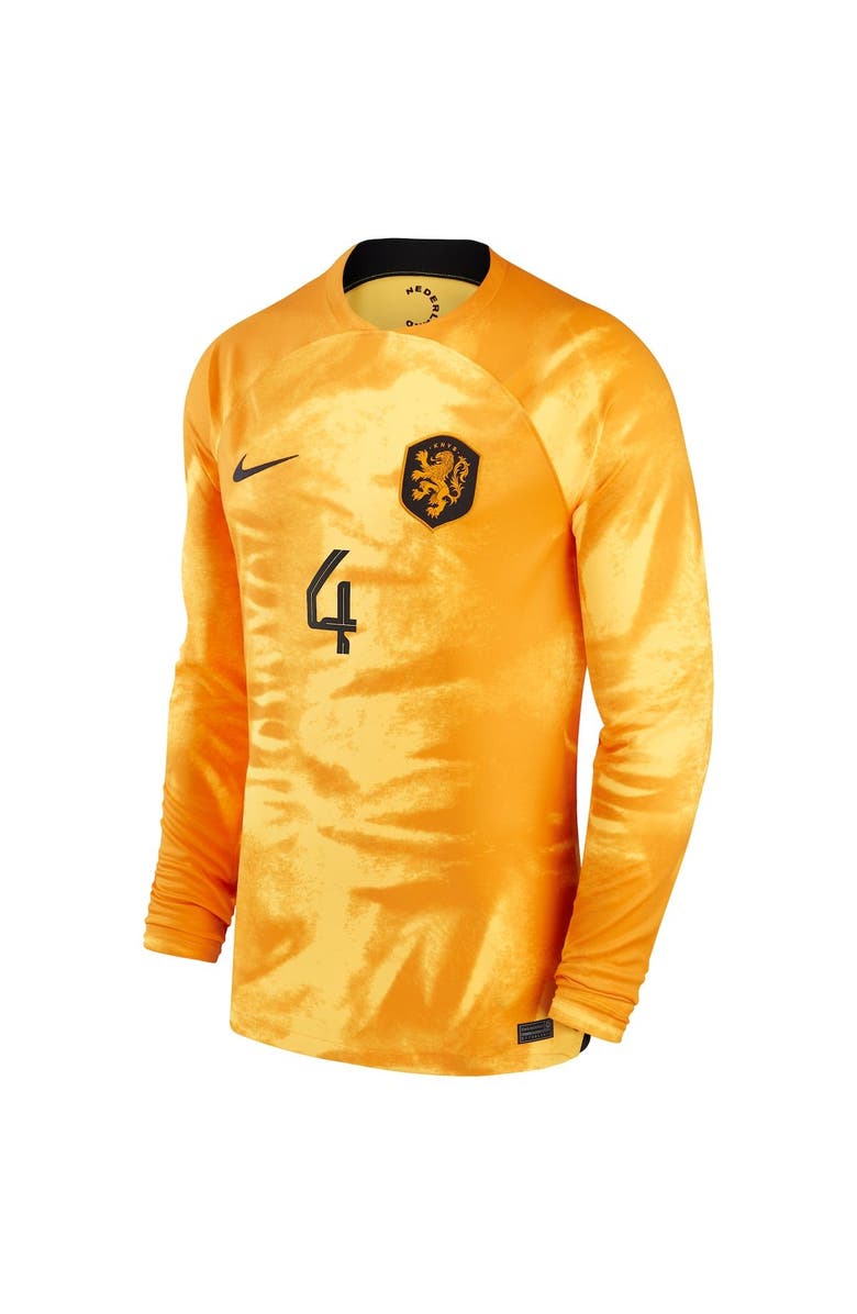 Nike Men's Nike Virgil Van Dijk Orange Netherlands National Team 2022/23 Home Breathe Stadium Replica Player Long Sleeve Jersey, Alternate, color, 