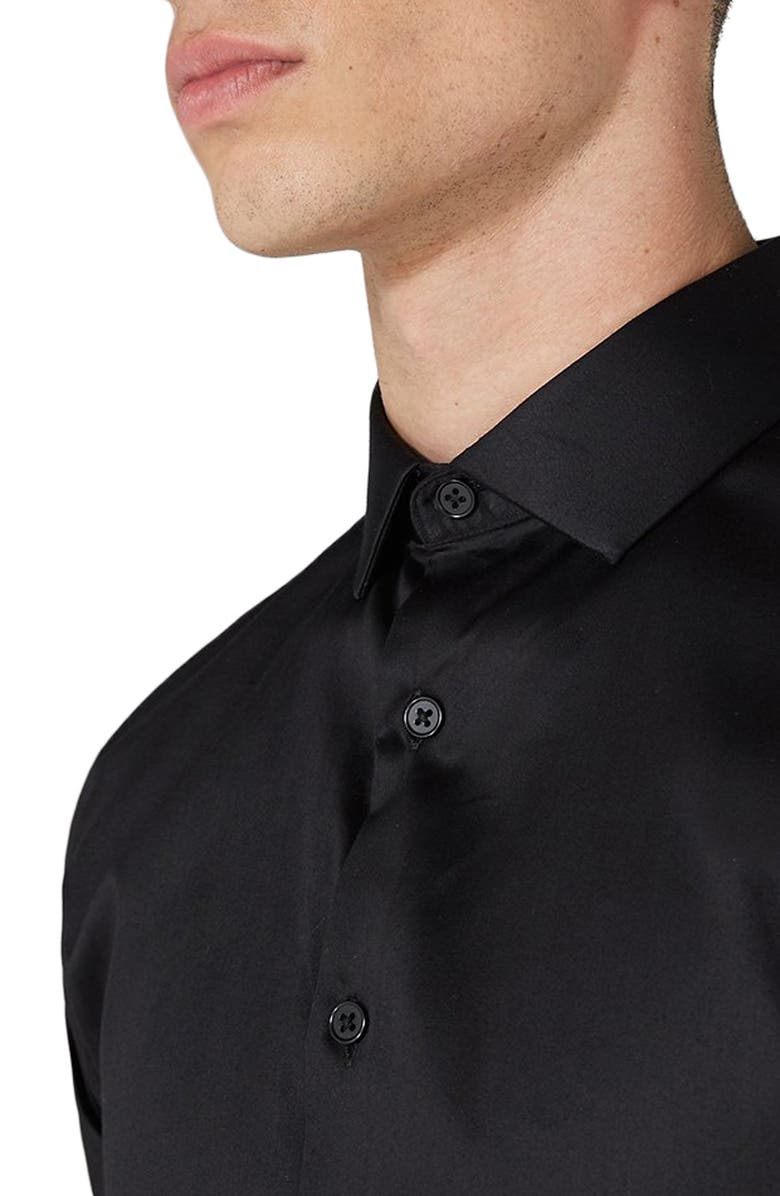 Topman Muscle Fit Satin Shirt, Alternate, color,