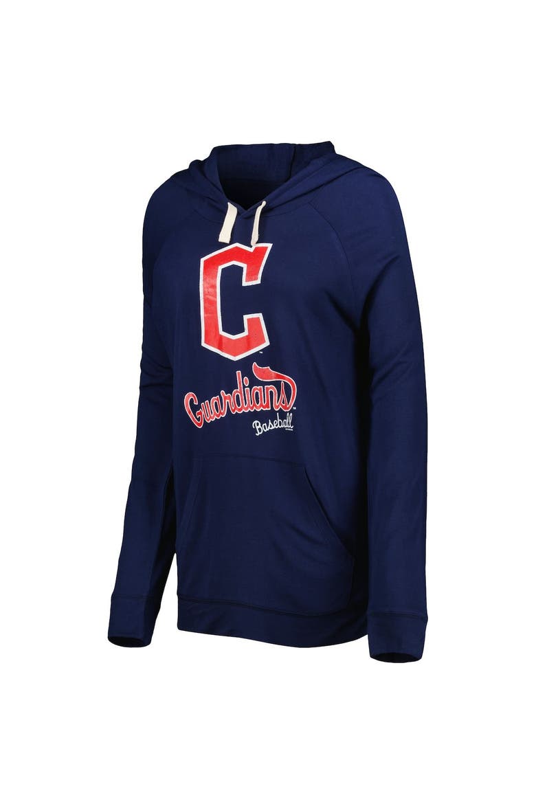 Women's Touch Navy Cleveland Guardians Pre-Game Raglan Pullover Hoodie, Alternate, color, Navy