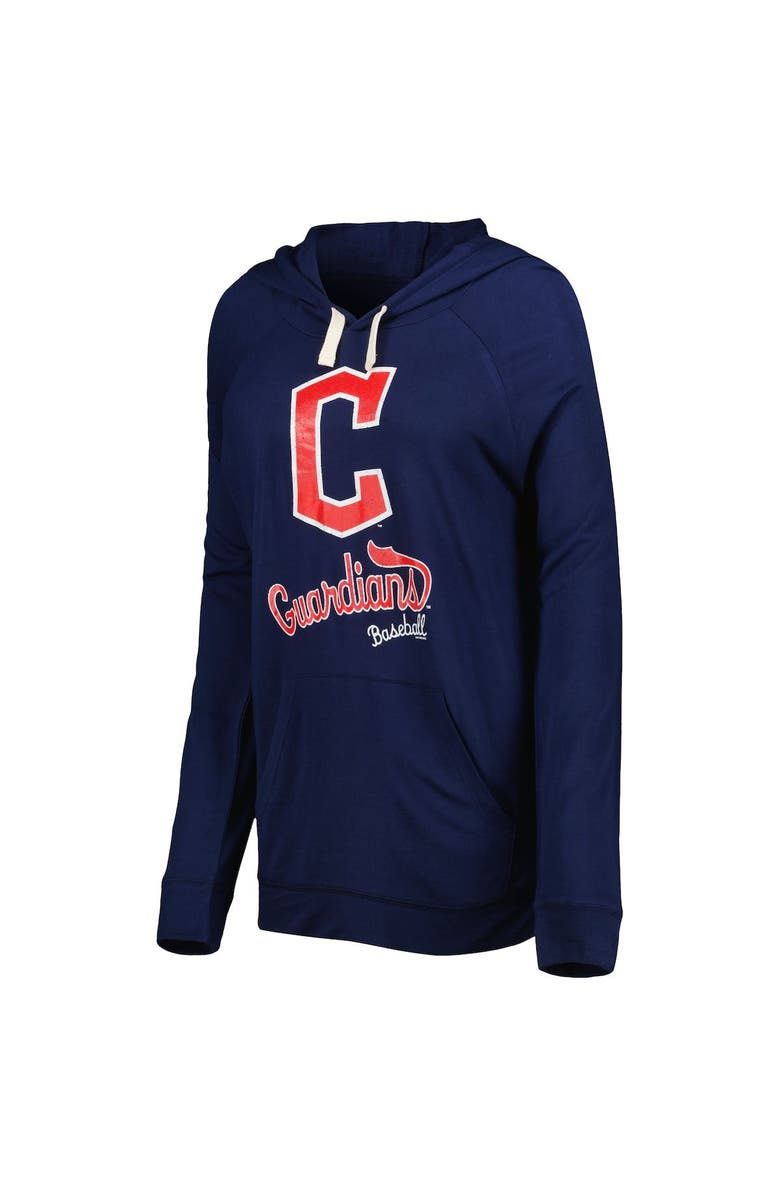 TOUCH BY ALYSSA MILANO Women's Touch Navy Cleveland Guardians Pre-Game Raglan Pullover Hoodie, Alternate, color, 