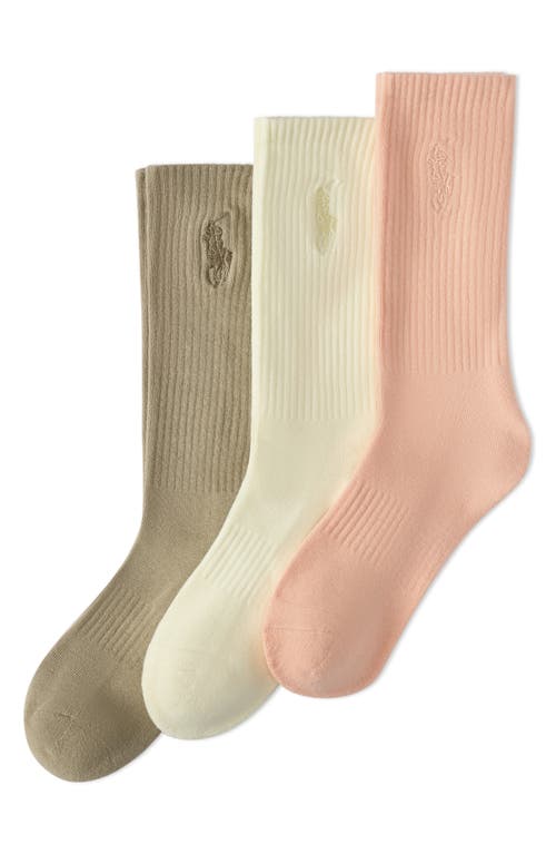 Polo Ralph Lauren Assorted 3-pack Washed Cotton Blend Crew Socks In Multi