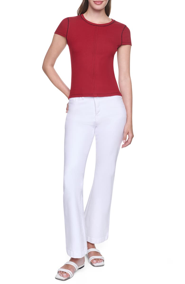 DKNY Short Sleeve Contrast Stitch T-Shirt, Alternate, color, Rhythm Red/ Black