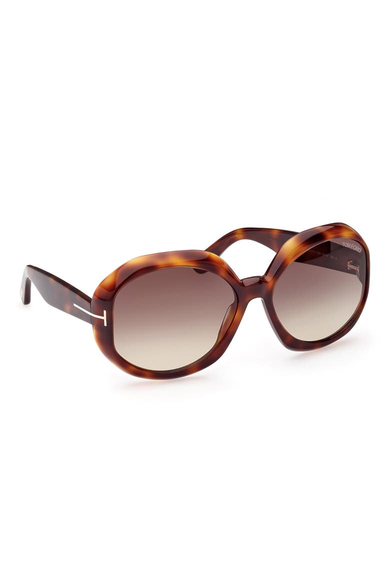 Georgia-02 62mm Gradient Oversize Round Sunglasses, Alternate, color, DARK HAVANA / GRADIENT SMOKE