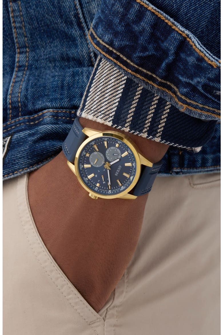 Peak Multifunction Silicone Strap Watch, 44mm, Alternate, color, BLUE