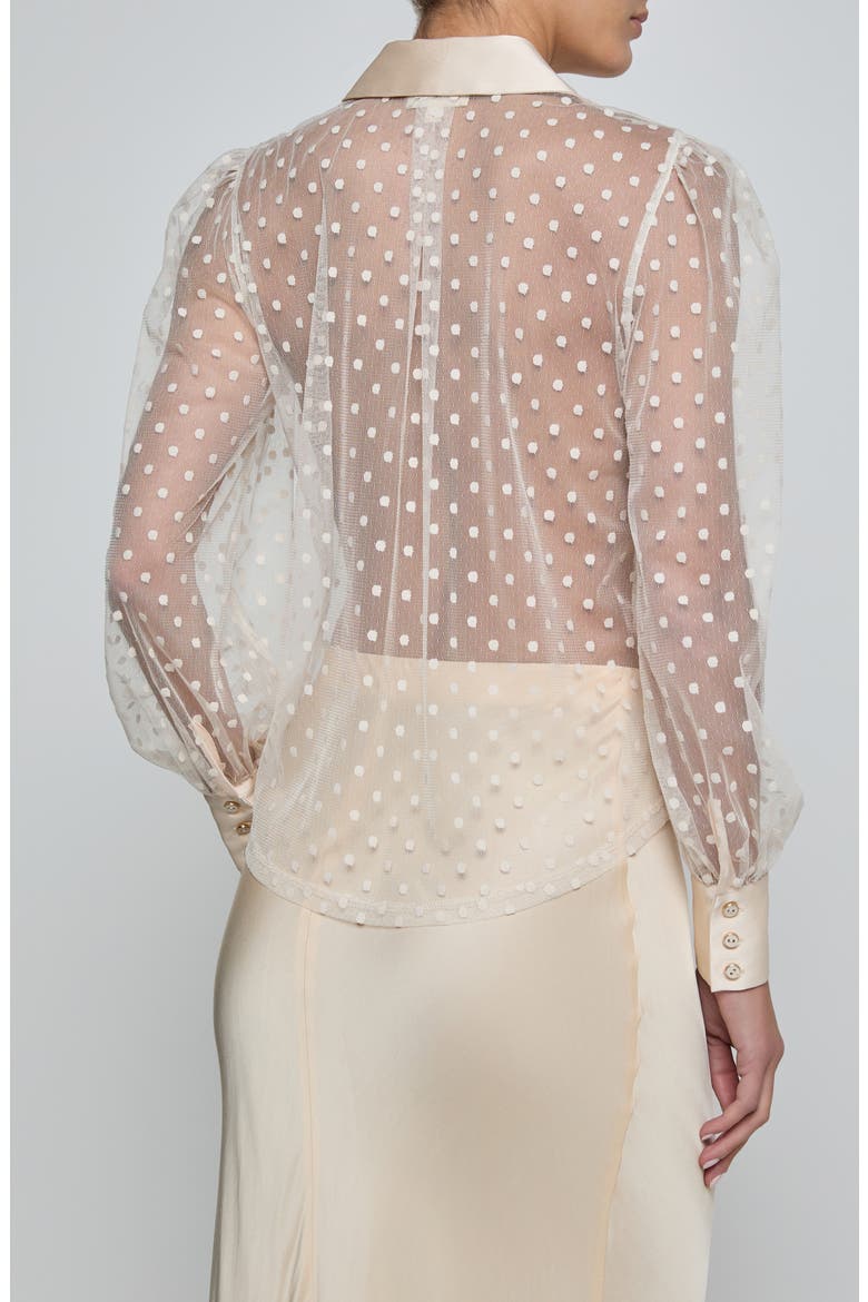 Sophie Swiss Dot Sheer Mesh Button-Up Shirt, Alternate, color, ECRU