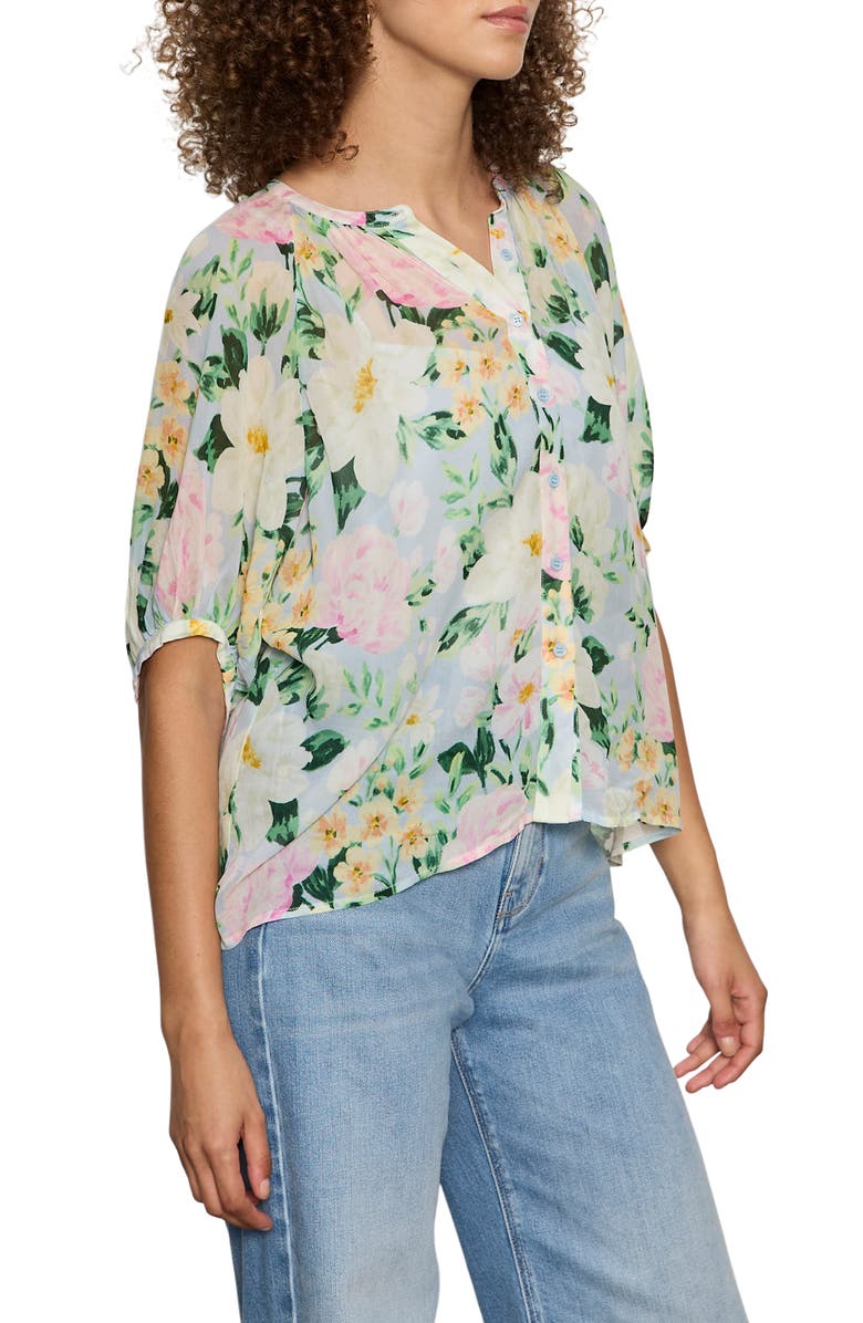 Sanctuary Favorite Girl Front Button Top, Alternate, color, Spring Floral Blue