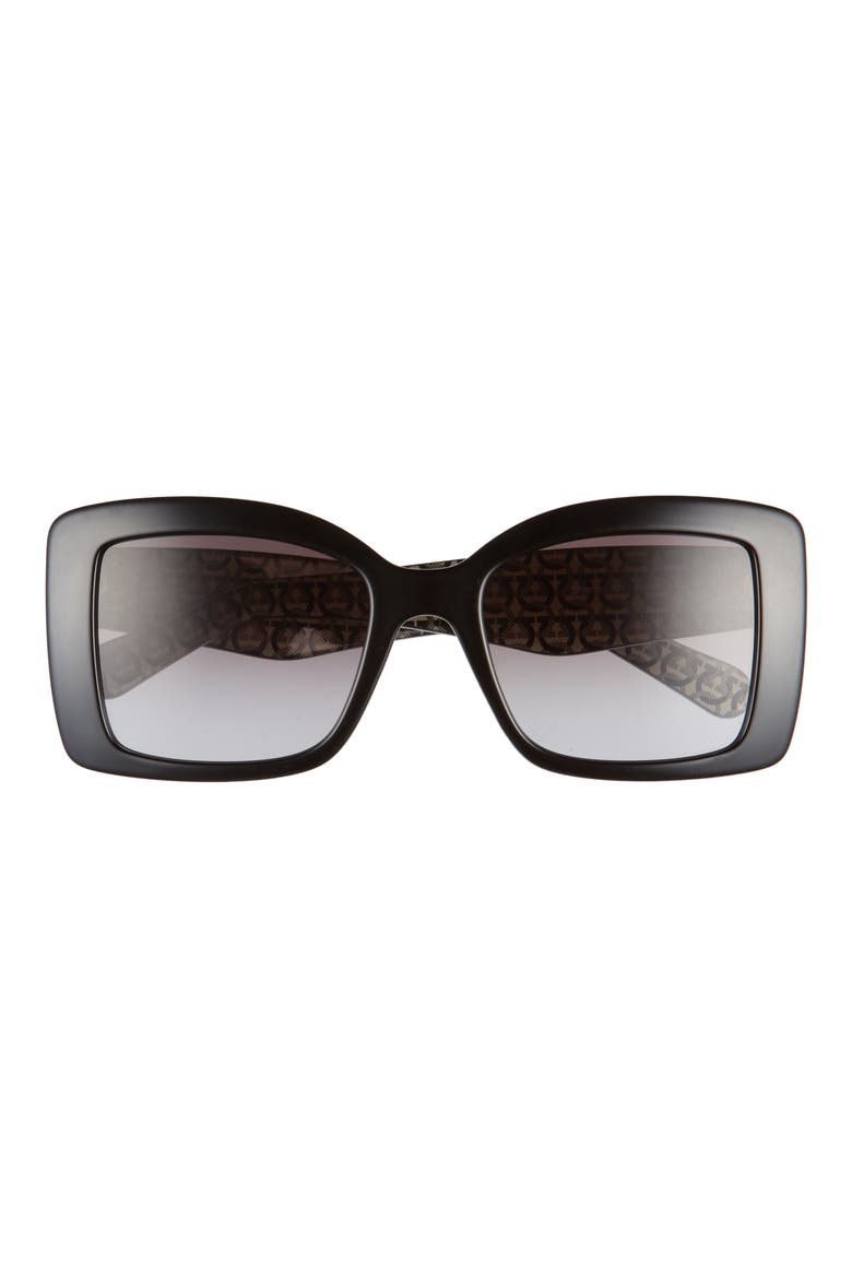 Salvatore Ferragamo Classic 54mm Gradient Rectangular Sunglasses, Main, color, BLACK/ GREY GRADIENT
