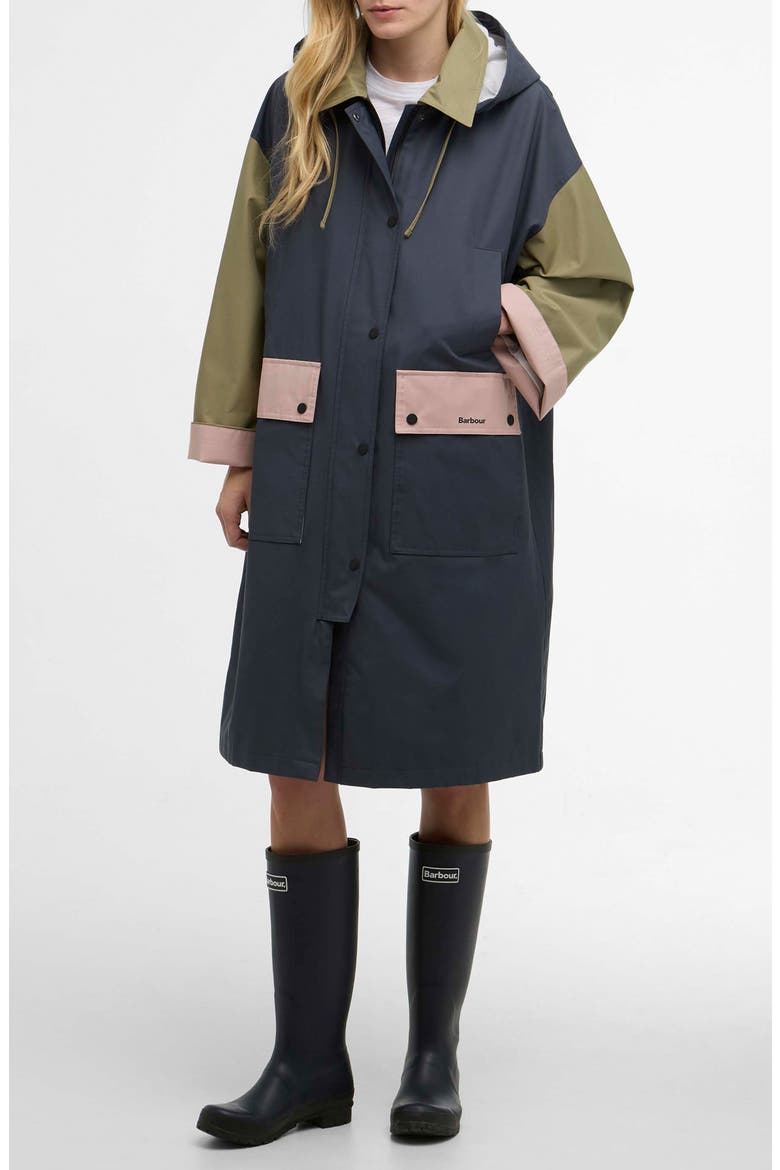 Blearigg Water Repellent Longline Hooded Jacket, Main, color, DUSK GREY / GARDENIA