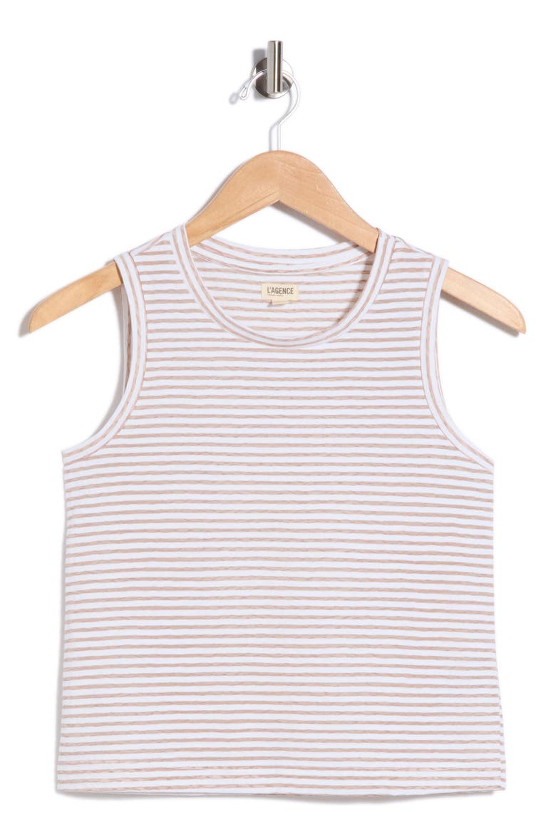 Mikaela Striped Tank Top, Main, color, WHITE/ RYE STRIPE