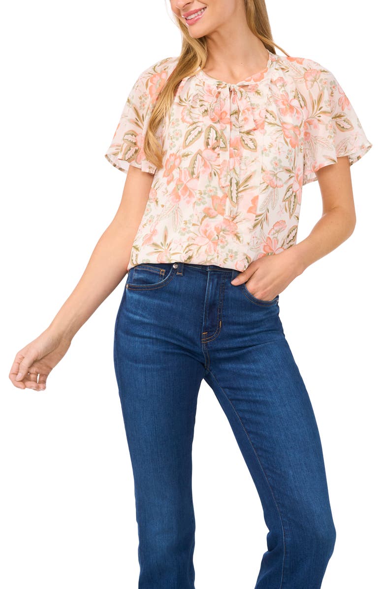 CeCe Raglan Flutter Sleeve Top, Main, color, 