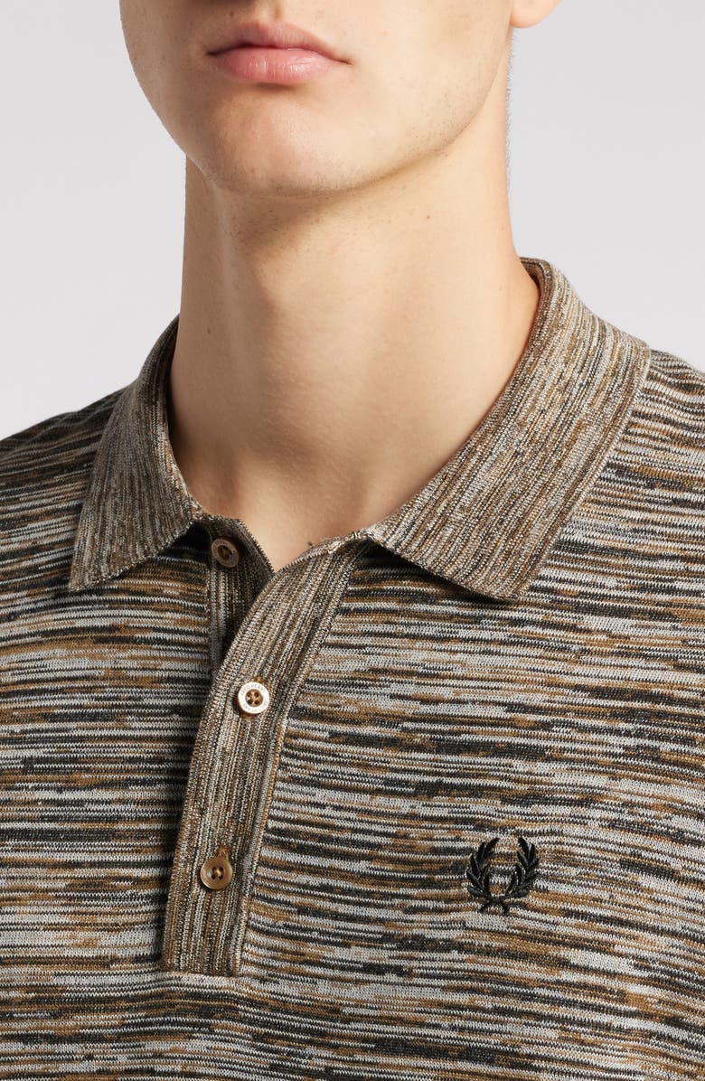 Fred Perry Space Dye Long Sleeve Cotton Polo Sweater, Alternate, color, 