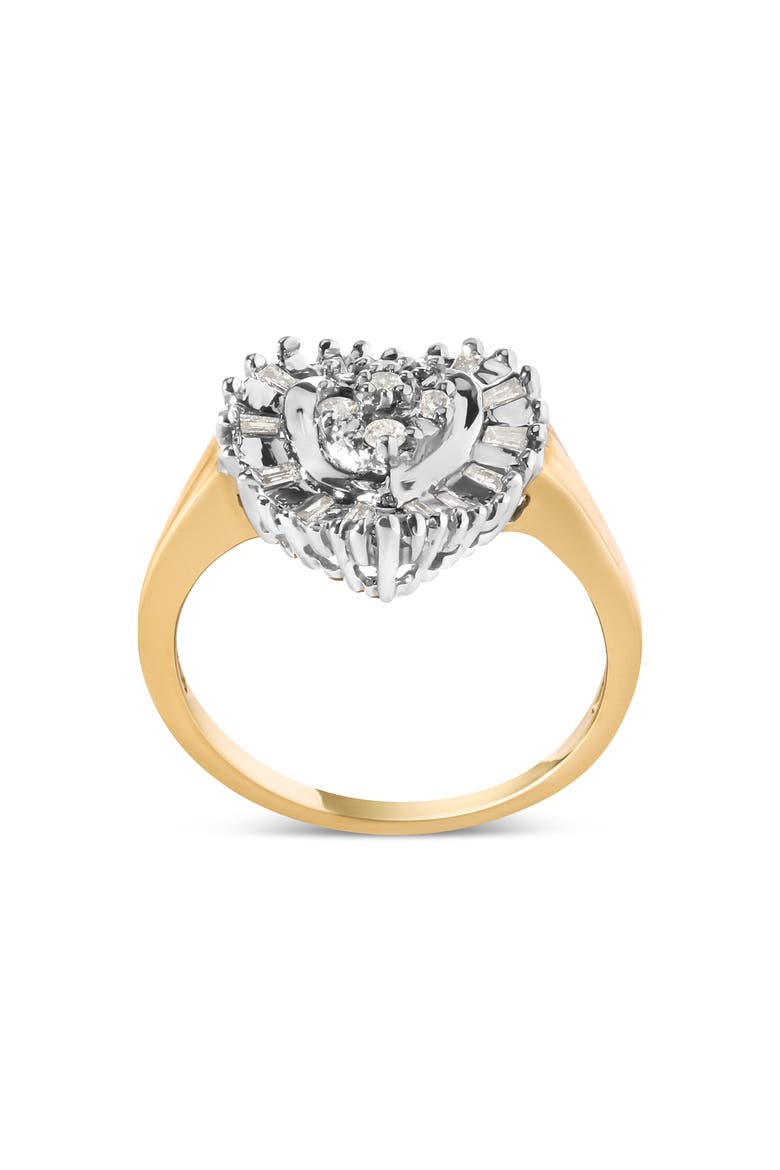 10K Yellow Gold 1/4 Cttw Diamond Heart Shape Ballerina Ring, Alternate, color, Yellow