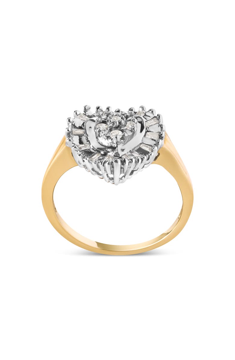 Haus of Brilliance 10K Yellow Gold 1/4 Cttw Diamond Heart Shape Ballerina Ring, Alternate, color, Yellow
