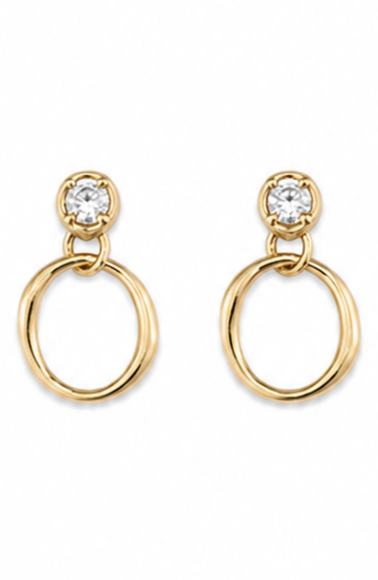 Best Silver Cubic Zirconia Circle Drop Earrings In Gold Plated