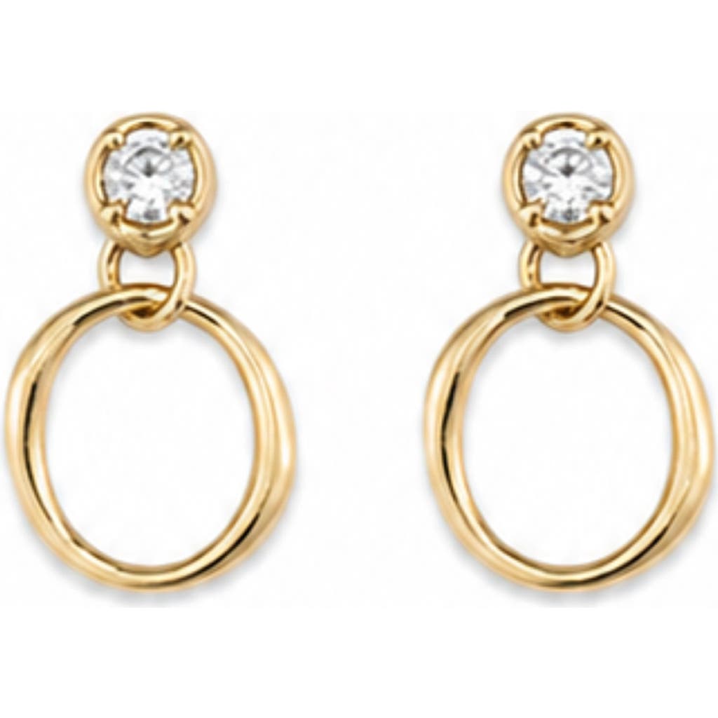 Best Silver Cubic Zirconia Circle Drop Earrings In Gold Plated
