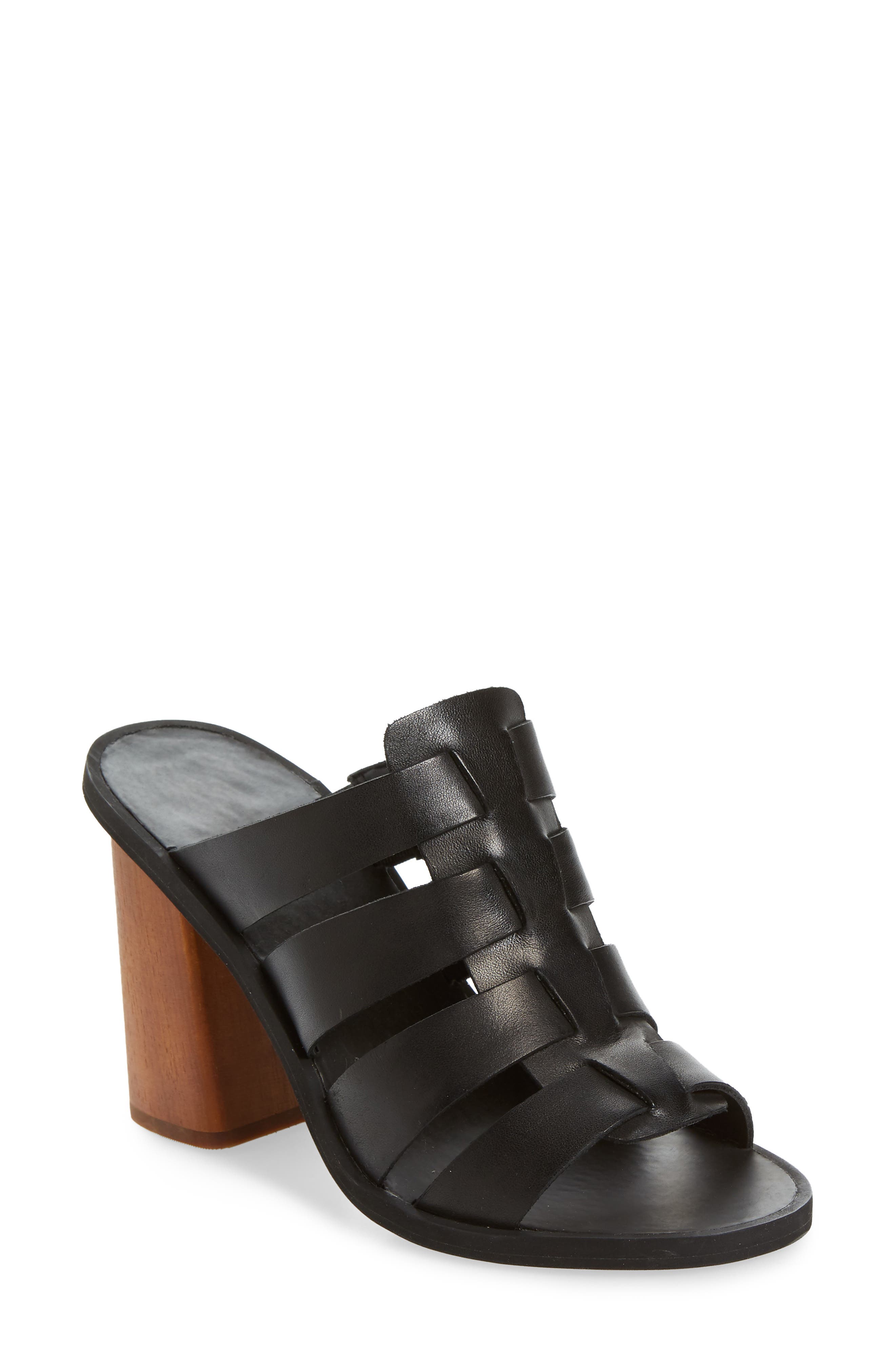 Aleeya Slide Sandal, Main, color, BLACK LEATHER
