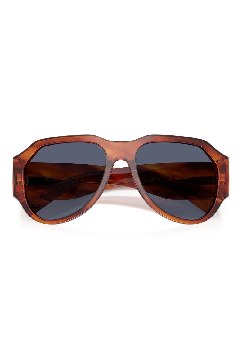 58mm Polarized Pilot Sunglasses, Alternate, color, STRIPED GINGER / DARK BLUE