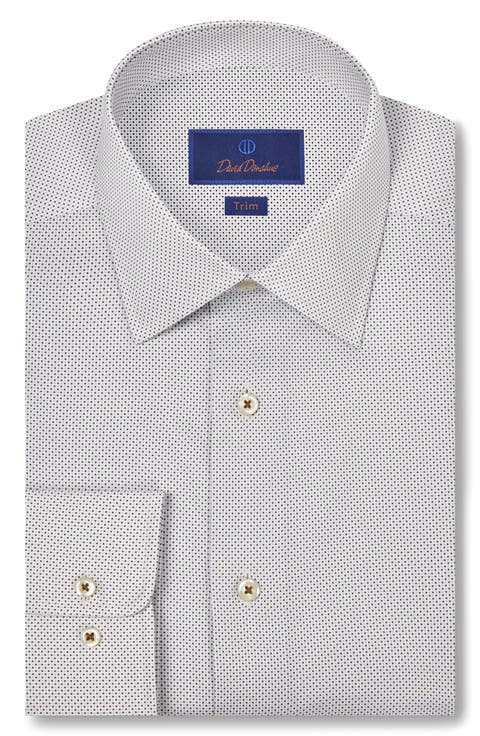 Trim Fit Microdot Print Dress Shirt